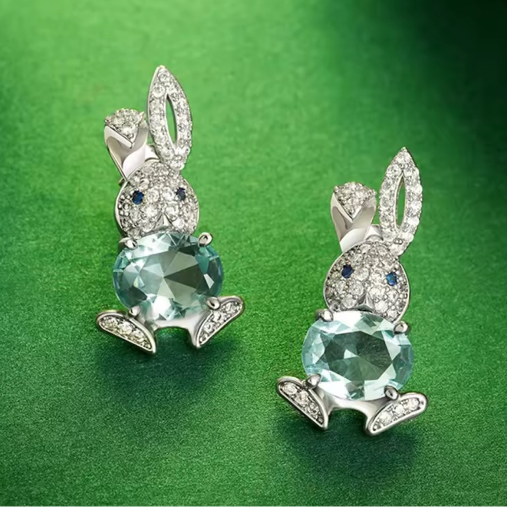 Charming Crystal Bunny Earrings - Picture 2 of 2